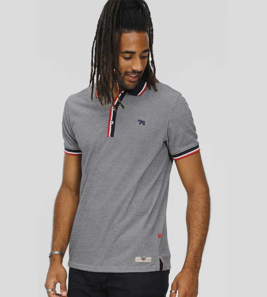 D555 Tall Mens Jersey Polo With Fine Stripe and Ribbed Trims (BAYTON 2)